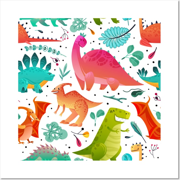 Dinosaur Print Pattern Gift Art Lover Dino Love Boy Girl T-rex Raptor Wall Art by queensandkings